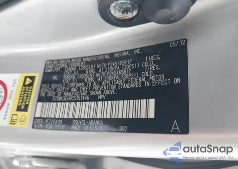 2012 Toyota Highlander Base V6 from USA, damaged, VIN 5TDBK3EH8CS151446